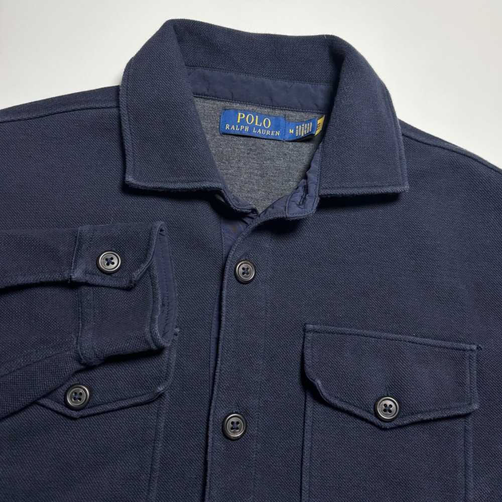 Polo Ralph Lauren Knit Utility Shacket Mens M Navy Blue Button Down Shirt Jacket